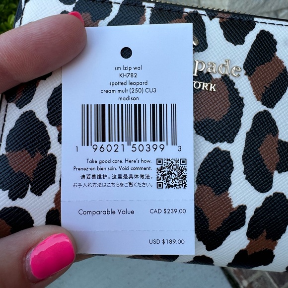 ✨ Brand New Kate Spade ♠️ Madison Spotted Leopard Small L-Zip Wallet ✨ - Picture 8 of 12